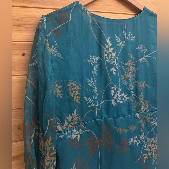 Vintage ECI Size Medium Silk V Neck Chinese Mandarin Collar Babydoll Blouse - Picture 14 of 14